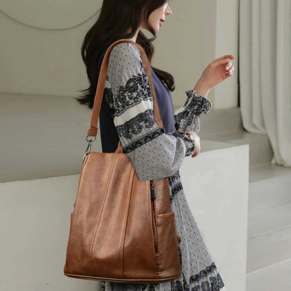 กระเป๋าเป้กันขโมยสำหรับผู้หญิง - Leather Backpack Vintage บทวิจารณ์และราคา